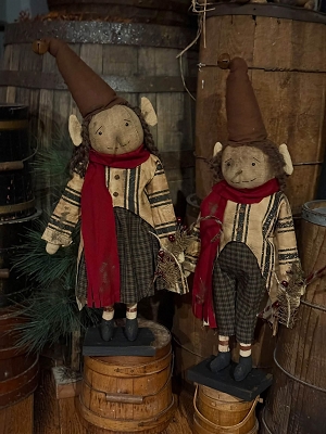 Amazing Elf Couple Set of 2 OOAK Handmade by Nanny's Ridge Primitives